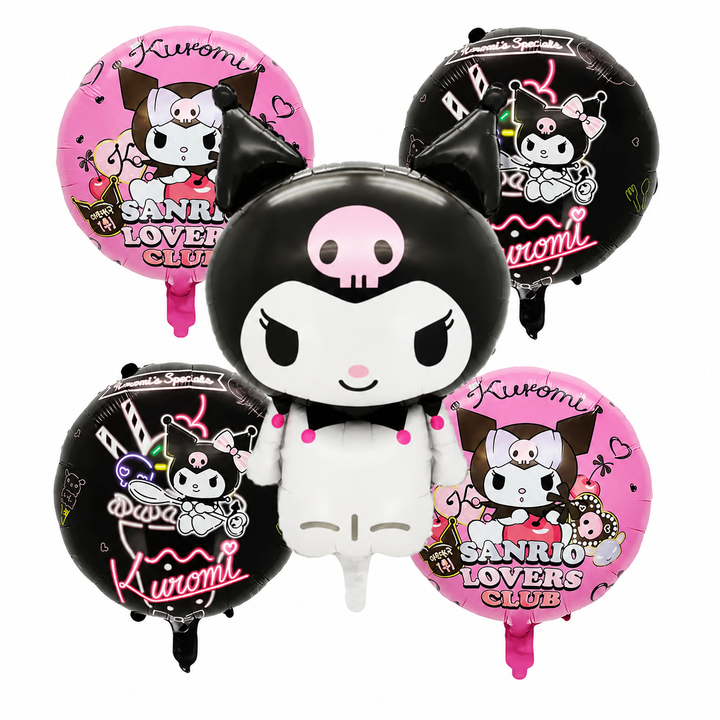 Kuromi Theme 5 Pcs Foil Balloon Set – Decorative Balloons for Party Decorations