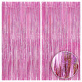 Iridescent Pink Backdrop Curtain - 3.2x8 Feet, Pack of 2 | Foil Streamers for Girls Party Decorations | Graduation Decorations 2025 | Easter Decorations | Bachelorette Party Decoration