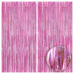 Iridescent Pink Backdrop Curtain - 3.2x8 Feet, Pack of 2 | Foil Streamers for Girls Party Decorations | Graduation Decorations 2025 | Easter Decorations | Bachelorette Party Decoration