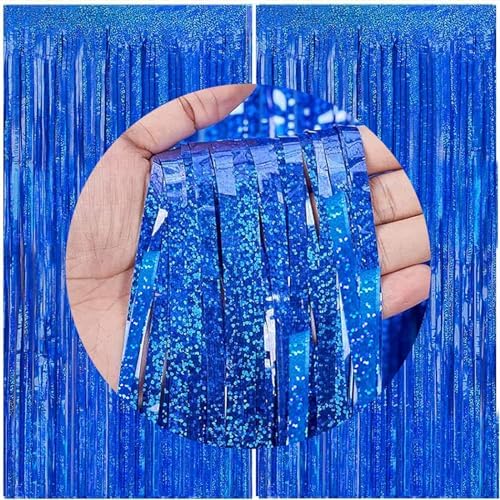 Royal Blue Foil Fringe Curtains – 2 Pack