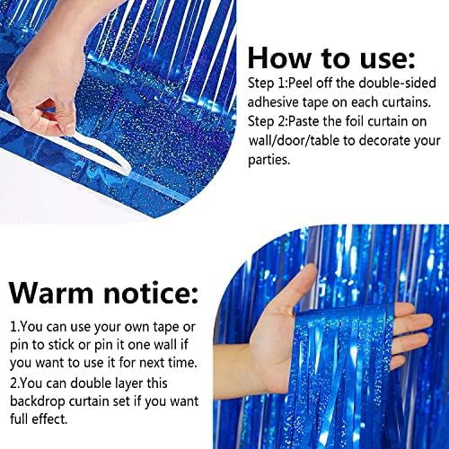 Royal Blue Foil Fringe Curtains – 2 Pack