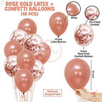18 Pcs Rose Gold Confetti Balloons Set