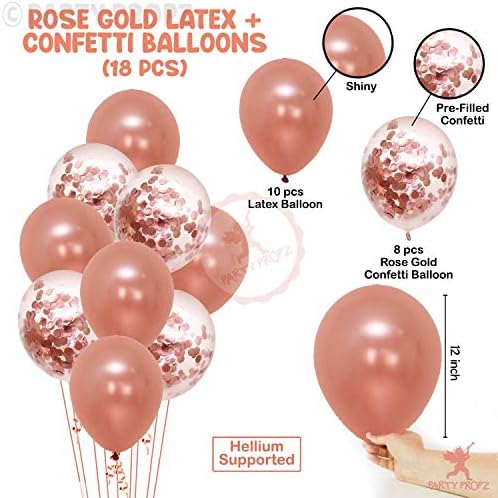 18 Pcs Rose Gold Confetti Balloons Set