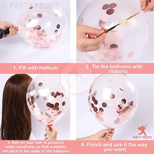 18 Pcs Rose Gold Confetti Balloons Set