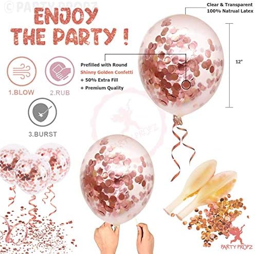 18 Pcs Rose Gold Confetti Balloons Set