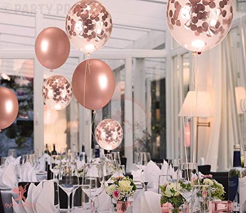 18 Pcs Rose Gold Confetti Balloons Set