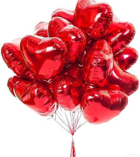 Red Heart Foil Balloons – Pack of 25