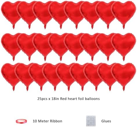 Red Heart Foil Balloons Party Pack-25pcs
