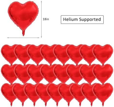 Red Heart Foil Balloons – Pack of 25