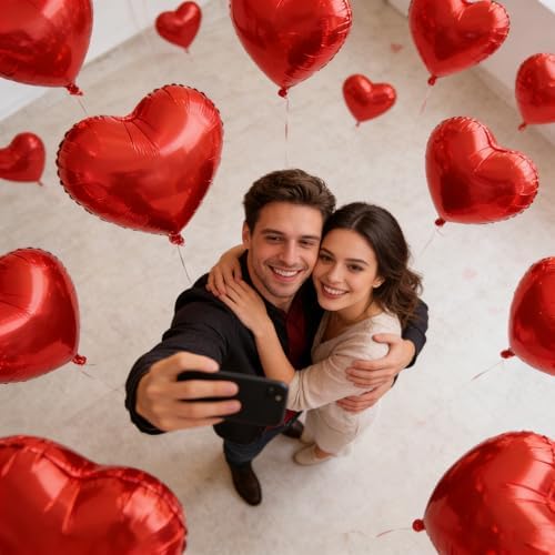 Red Heart Foil Balloons Party Pack-25pcs