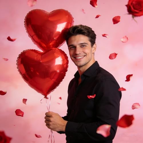 Red Heart Foil Balloons Party Pack-25pcs