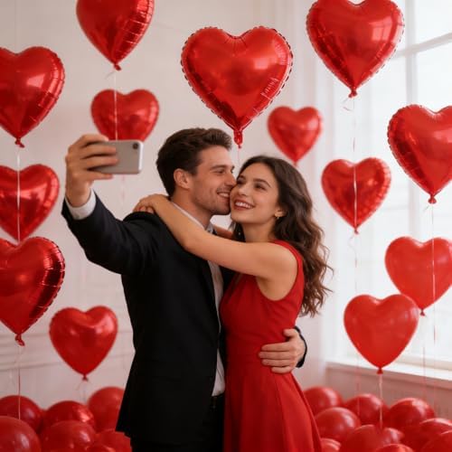 Red Heart Foil Balloons – Pack of 25