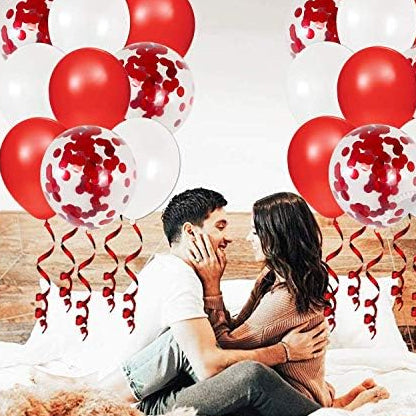 Red White Confetti Balloons – 40pcs
