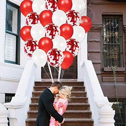 Red White Confetti Balloons – 40pcs