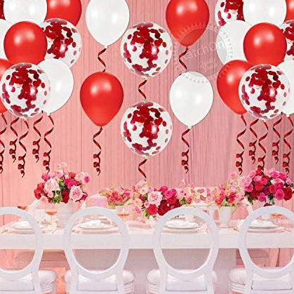Red White Confetti Balloons – 40pcs