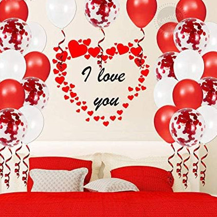 Red White Confetti Balloons – 40pcs