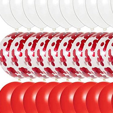 Red White Confetti Balloons – 40pcs