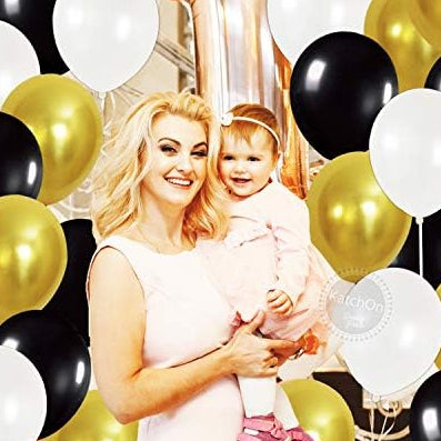 Gold & Black Party Balloons – 50pcs Set