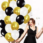 Gold & Black Party Balloons – 50pcs Set