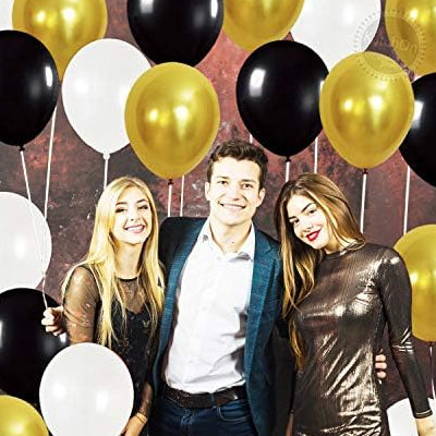 Gold & Black Party Balloons – 50pcs Set