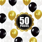 Gold & Black Party Balloons – 50pcs Set