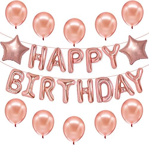 Rose Gold Birthday Balloons – Large