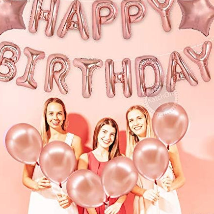 Rose Gold Birthday Balloons – Large