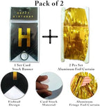 Gold Foil Curtains & Black Banner – 3 Pack