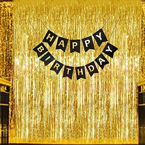 Gold Foil Curtains & Black Banner – 3 Pack
