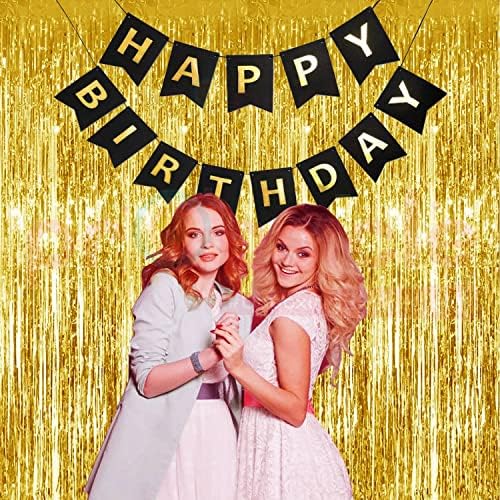 Gold Foil Curtains & Black Banner – 3 Pack