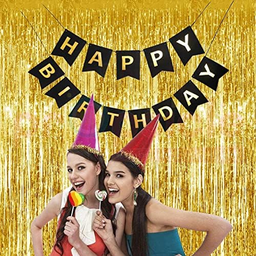 Gold Foil Curtains & Black Banner – 3 Pack