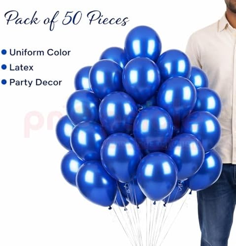 Propsicle Blue HD Metallic Balloons – 50 Pcs