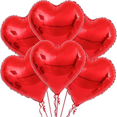 Red Heart Foil Balloons Set – 6pcs