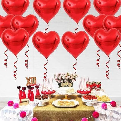 Red Heart Balloons Pack – 12 Pcs