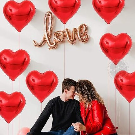 Red Heart Balloons Pack – 12 Pcs