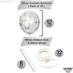 Silver Confetti Balloons – 12 Inch, 30 Pcs Party Pack