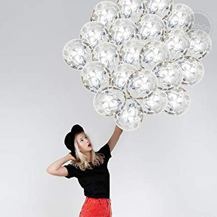 Silver Confetti Balloons – 12 Inch, 30 Pcs Party Pack
