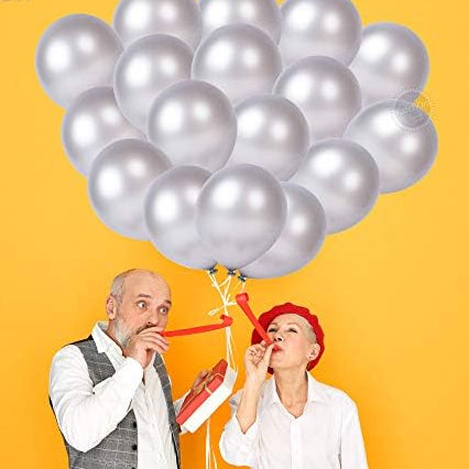 Silver Latex Balloons – 30 Pcs