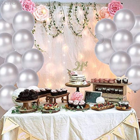 Silver Latex Balloons for Party – 30pcs