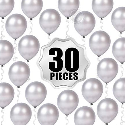 Silver Latex Balloons – 30 Pcs