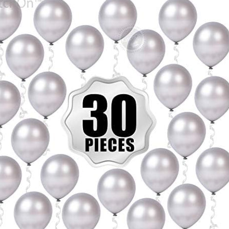 Silver Latex Balloons for Party – 30pcs