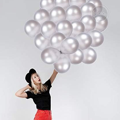 Silver Latex Balloons – 30 Pcs