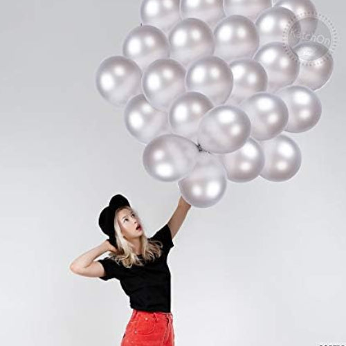 Silver Latex Balloons for Party – 30pcs