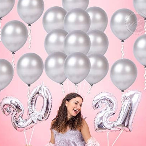 Silver Latex Balloons for Party – 30pcs