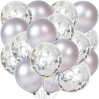 Silver Latex & Confetti Balloon Kit