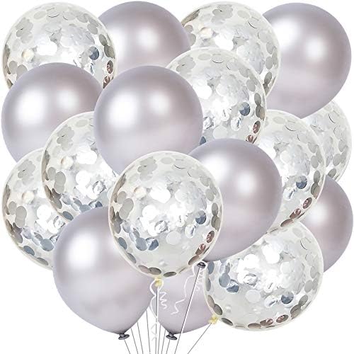 Silver Latex & Confetti Balloon Kit