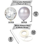 Silver Latex & Confetti Balloon Kit