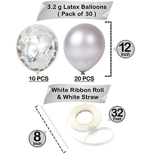 Silver Latex & Confetti Balloon Kit