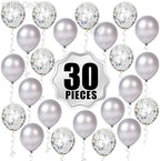 Silver Latex & Confetti Balloon Kit