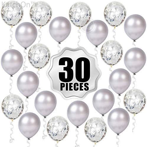 Silver Latex & Confetti Balloon Kit